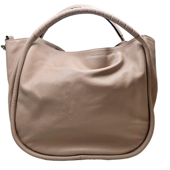 Italian Leather Women’s Large Hobo Handbag Nude Pink Made in Italy - Picture 4 of 14